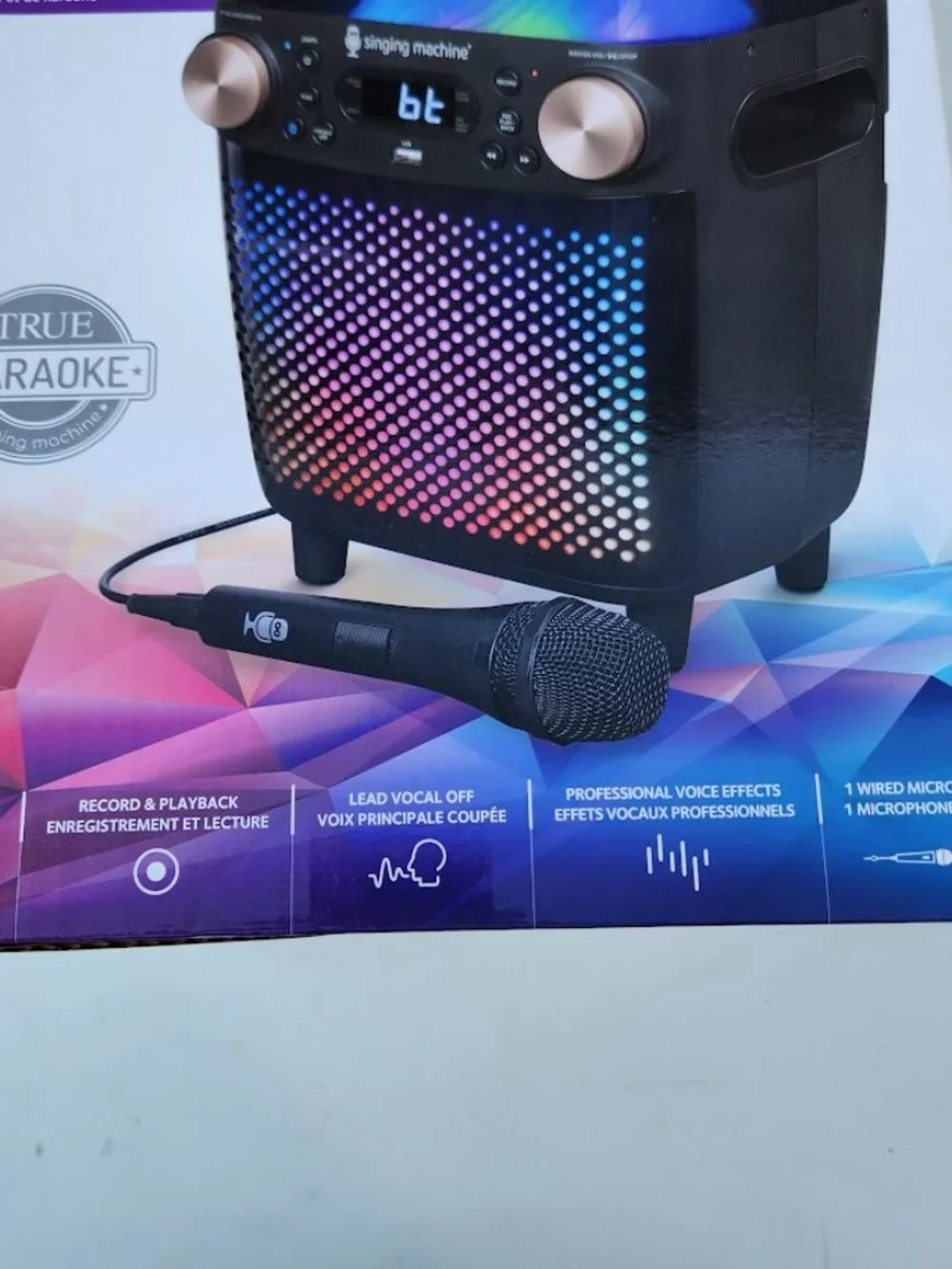 New Karaoke Singing Machine Portable Bluetooth Speaker Microphone Light Show Par